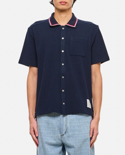 Thom Browne Ss Button Down Shirt In Blue