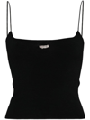 Dsquared2 Logo Plaque Knitted Cropped Top In Black