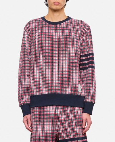 THOM BROWNE 4 BAR COTTON CREWNECK SWEATSHIRT