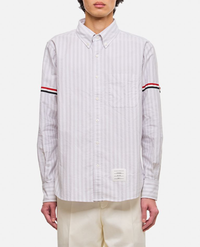 Thom Browne Straight Fit Cotton Shirt In Grey