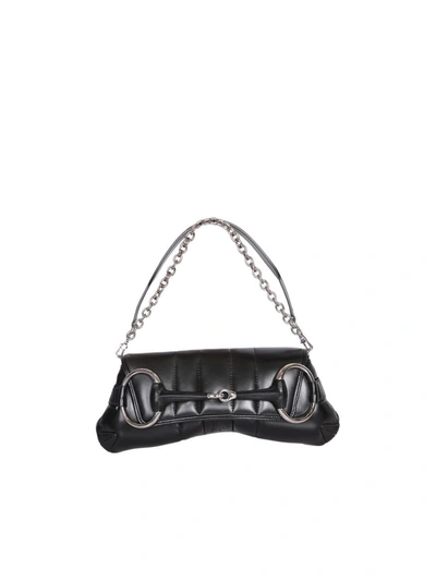 Gucci Horsebit Chain Media Shoulder Bag In Black