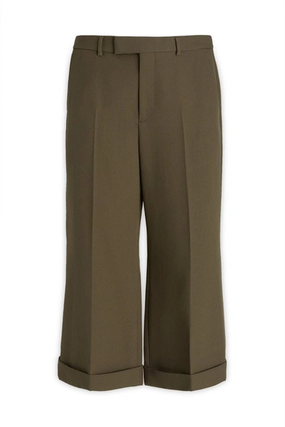 Gucci Pleated Wool Trousers In Brown