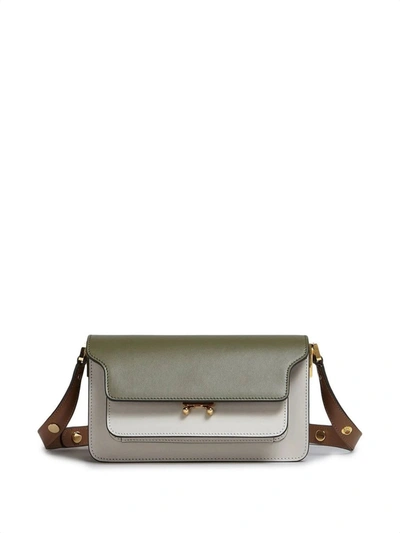 Marni Trunk - Leather Bag In Stone/green/brown