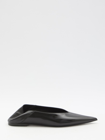Saint Laurent 5mm Carolyn Leather Slippers In Black