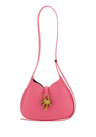 Palm Angels Hobo Leather Shoulder Bag In Fuxia