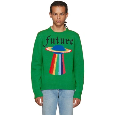 Gucci Future Ufo Wool Crewneck Jumper, Green