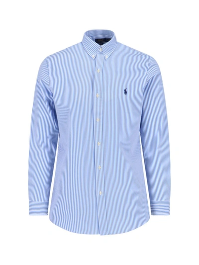 Polo Ralph Lauren Logo Striped Shirt In Blue
