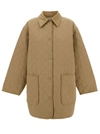 TOTÊME BEIGE JACKET WITH COLLAR AND OVERSIZED POCKETS IN QUILTED FABRIC WOMAN