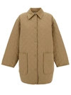 Totême Beige Jacket With Collar And Oversized Pockets In Quilted Fabric Woman In Beige