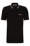Hugo Boss Polo Shirt With Contrast Logos In Dark Grey