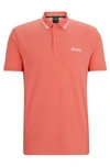 Hugo Boss Polo Shirt With Contrast Logos In Light Red