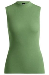 Hugo Boss Sleeveless Mock-neck Top With Ribbed Structure In Light Green