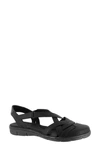 Easy Street Garrett Womens Faux Leather Strappy Flat Sandals In Black