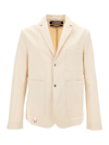 JACQUEMUS 'LA VESTE JEAN' BEIGE SINGLE-BREASTED JACKET WITH D RING DETAIL IN COTTON AND LINEN MAN