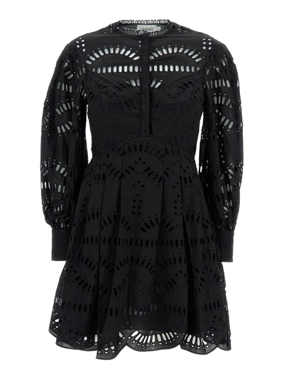 CHARO RUIZ 'FRANCA' MINI BLACK DRESS WITH FLOREAL PRINT IN COTTON BLEND WOMAN