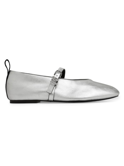 Rag & Bone Spire Metallic Leather Mary Jane Ballerina Flats In Silver