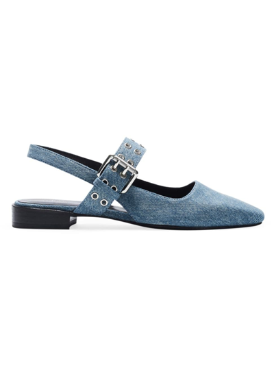 Rag & Bone Astra Denim Buckle Slingback Ballerina Flats