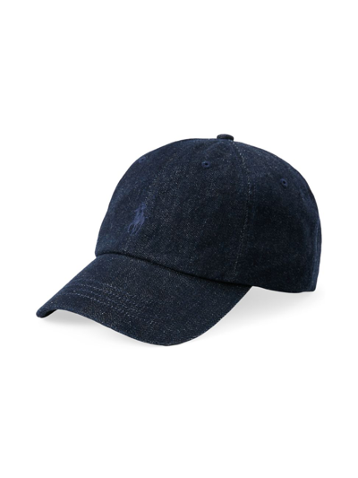 Polo Ralph Lauren Indigo Denim Ball Cap Man Hat Blue Size Onesize Cotton In Light Wash Denim