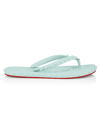 Christian Louboutin Loubi Donna Spike Red Sole Flip Flops In Iceberg