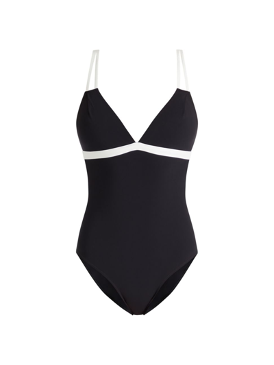 Valimare Aruba Colorblock Double-strap One-piece Swimsuit In Black/white