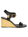 Chloé Rebecca Leather Wedge Sandals In Black