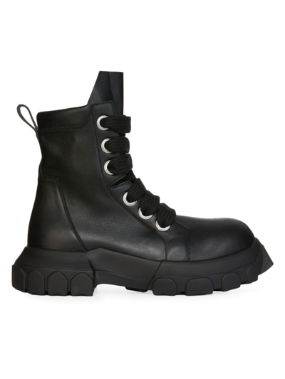 Rick Owens Chunky Lace-up Leather Boots With Tractor Sole In Black