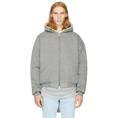 Fear Of God Zip-through Cotton-blend Hooded Sweatshirt In Grey