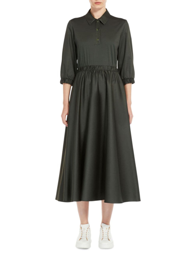 Max Mara Women's Maggio Cotton-blend Jersey Midi-dress In Dark Green