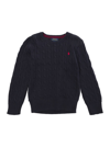 POLO RALPH LAUREN BLUE CABLE-KNIT SWEATER WITH PONY EMBROIDERY BOY