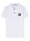 STONE ISLAND JUNIOR WHITE POLO SHIRT WITH LOGO IN STRETCH COTTON BOY