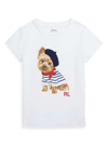 POLO RALPH LAUREN WHITE T-SHIRT WITH CANE FRANCESE PRINT IN COTTON GIRL