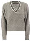 Brunello Cucinelli Linen Sweater In Grey