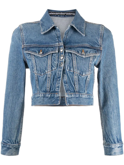 Alexander Wang Cropped Giubbotto Jeans In Blue
