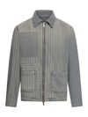 GOLDEN GOOSE JOURNEY M`S FULL ZIP JACKET DYED DENIM PATCHED STRIPES