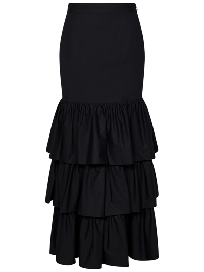 Moschino Ruffled Layered Midi Skirt In Black