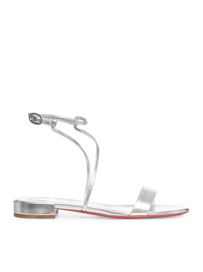 Christian Louboutin Miss Choca Ankle Strapped Metallic Sandals In Lin Silver