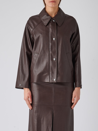 Max Mara Faux Leather Nepal Jacket In Vinaccia