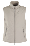 Moorer High Collar Sleeveless Side Pockets T-shirt