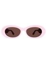Gucci Oval-frame Sunglasses In Pink Pink Brown