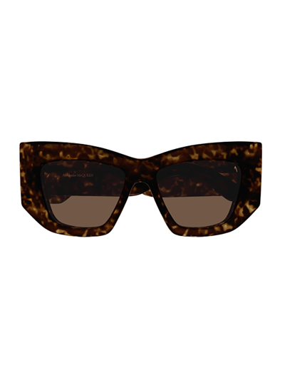 Alexander Mcqueen Eyewear Cat In Havana Havana Brown