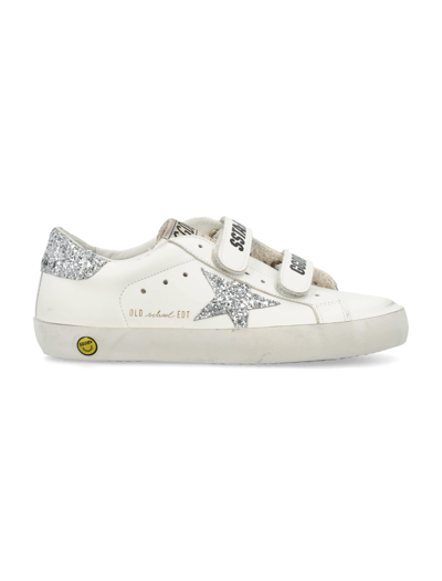 Golden Goose Kids Old School Trainers In White,silver