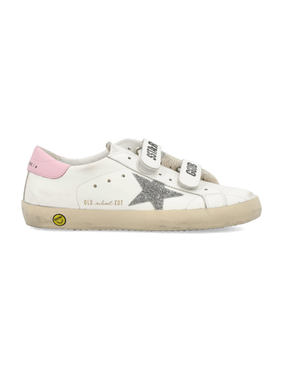 Golden Goose Kids' Old School Leather In Optic White/crystal