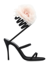 Magda Butrym Silk-organza Pink Flower Heel Sandals In Black