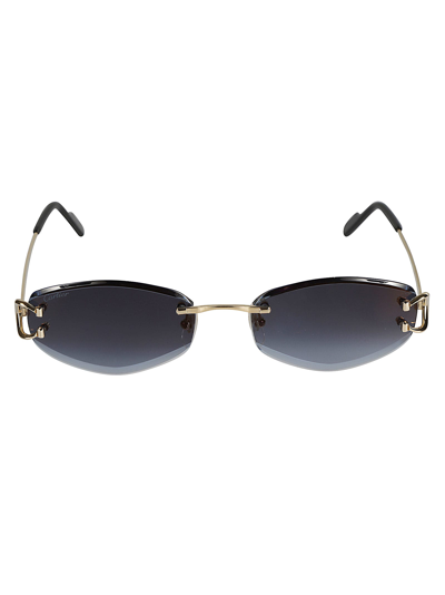 Cartier Decorated Hinge Frameless Sunglasses In Gold/blue