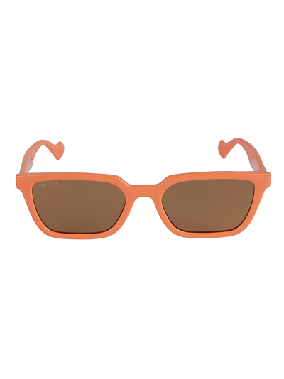 Gucci Rectangle Logo Sunglasses In Orange/brown