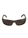 Balenciaga Wavy Temple Logo Sided Sunglasses In Brown/grey