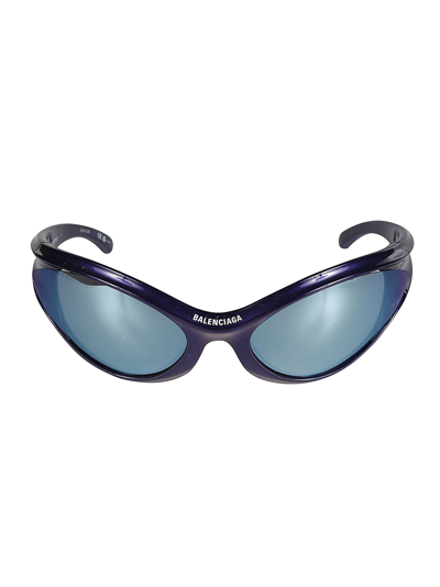 Balenciaga Centre Logo Cat-eye Biker Sunglasses In Blue