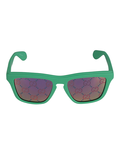 Gucci Wayfarer Logo Monogram Sunglasses In Green/blue