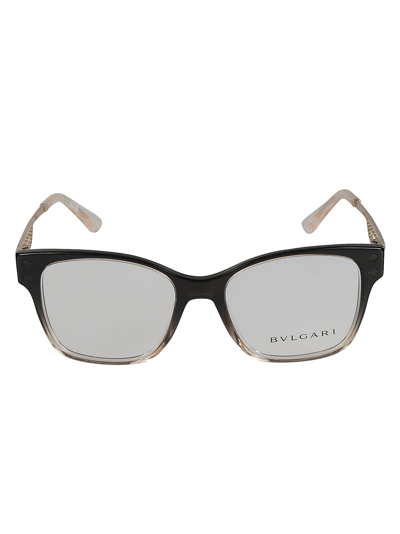 Bulgari Perforated Temple Clear Lens Glasses In 5450