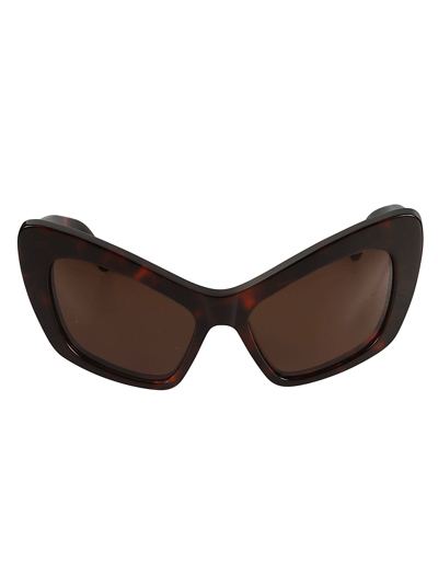 Balenciaga Flame Effect Logo Sided Cat-eye Sunglasses In Havana/brown